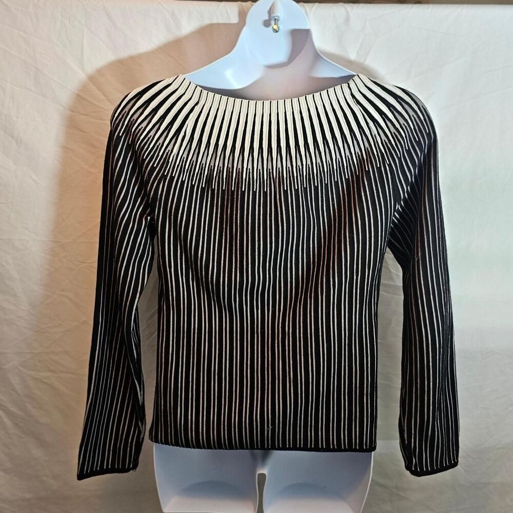 white house black market black white striped gothic sweater - Picture 2 of 6